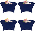 4 Pack 6FT Round Spandex Tablecloth 72 in Navy Blue - Stretch Fit