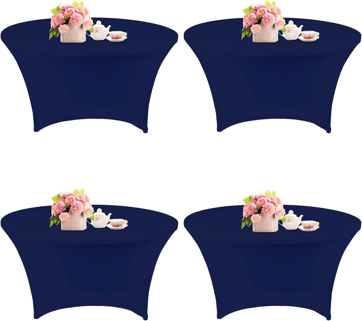 4 Pack 6FT Round Spandex Tablecloth for Weddings and Parties