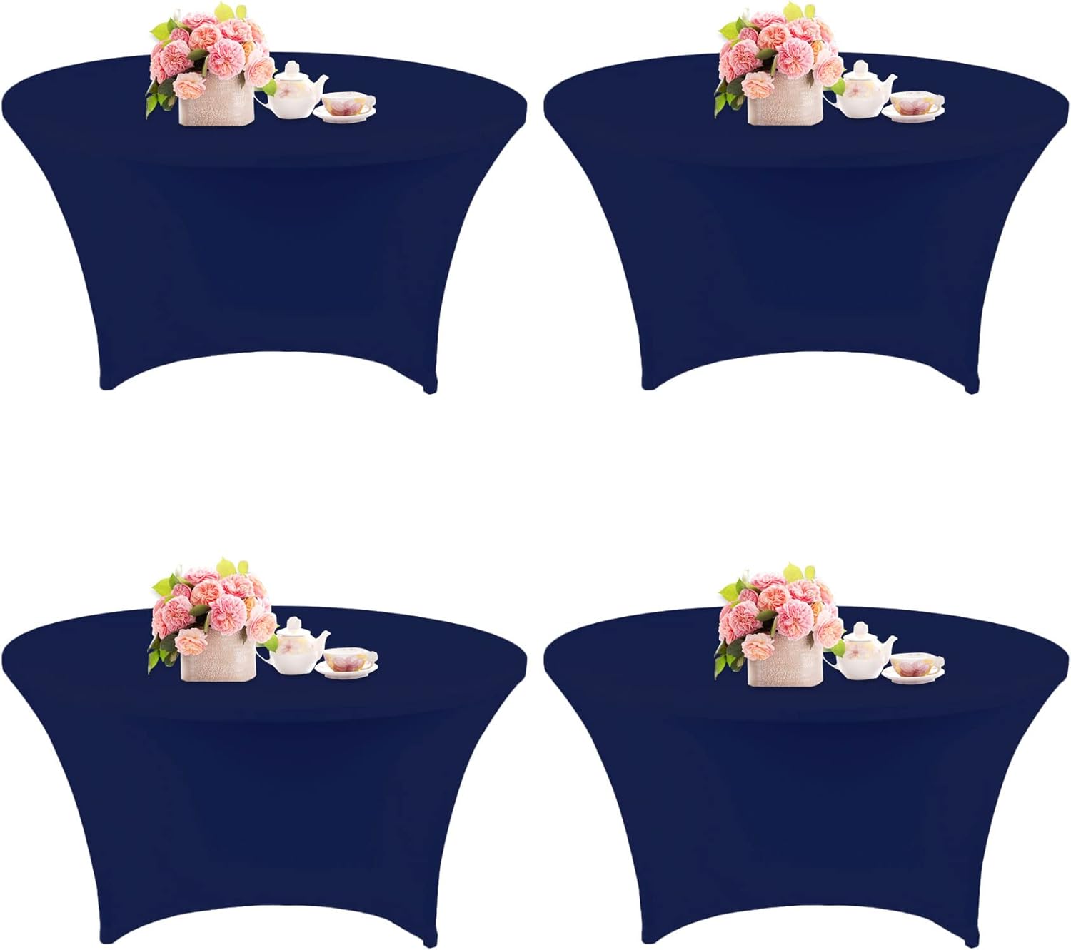 4 Pack 6FT Round Spandex Tablecloth for Weddings and Parties
