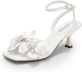 DREAM PAIRS Women's Flower Wedding Heels with Ankle Strap