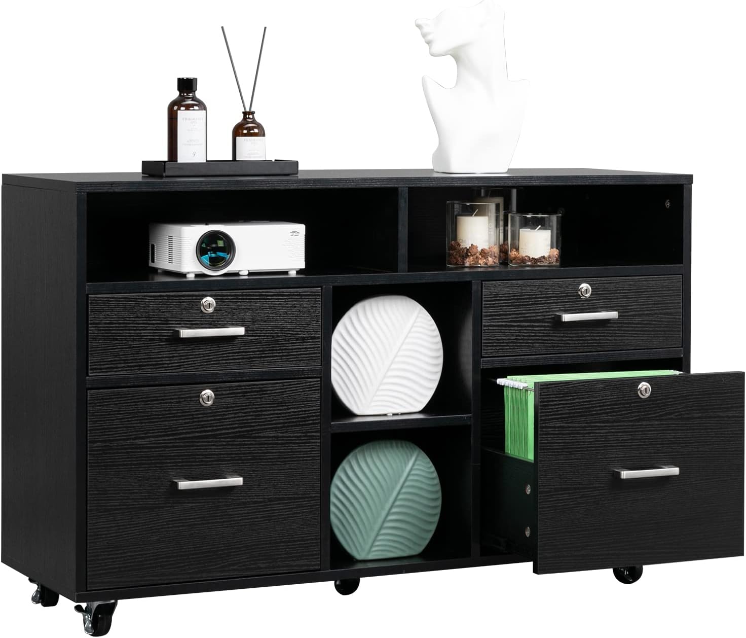 VINGLI Black File Cabinet: Organize Efficiently!