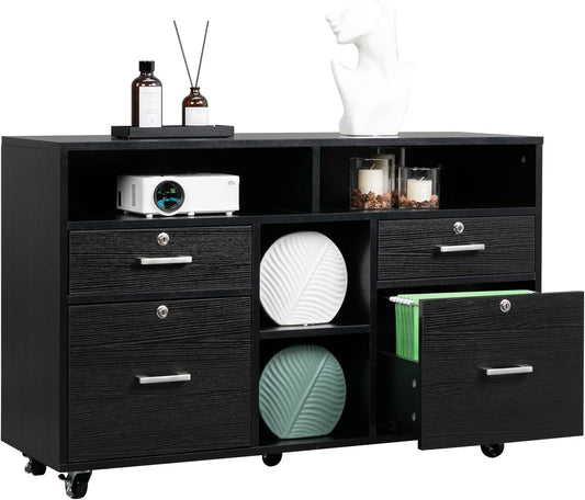 VINGLI Black File Cabinet: Organize Efficiently!