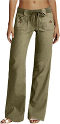 Flamingals Low Rise Cargo Wide Leg Pants for Women - Trendy Style