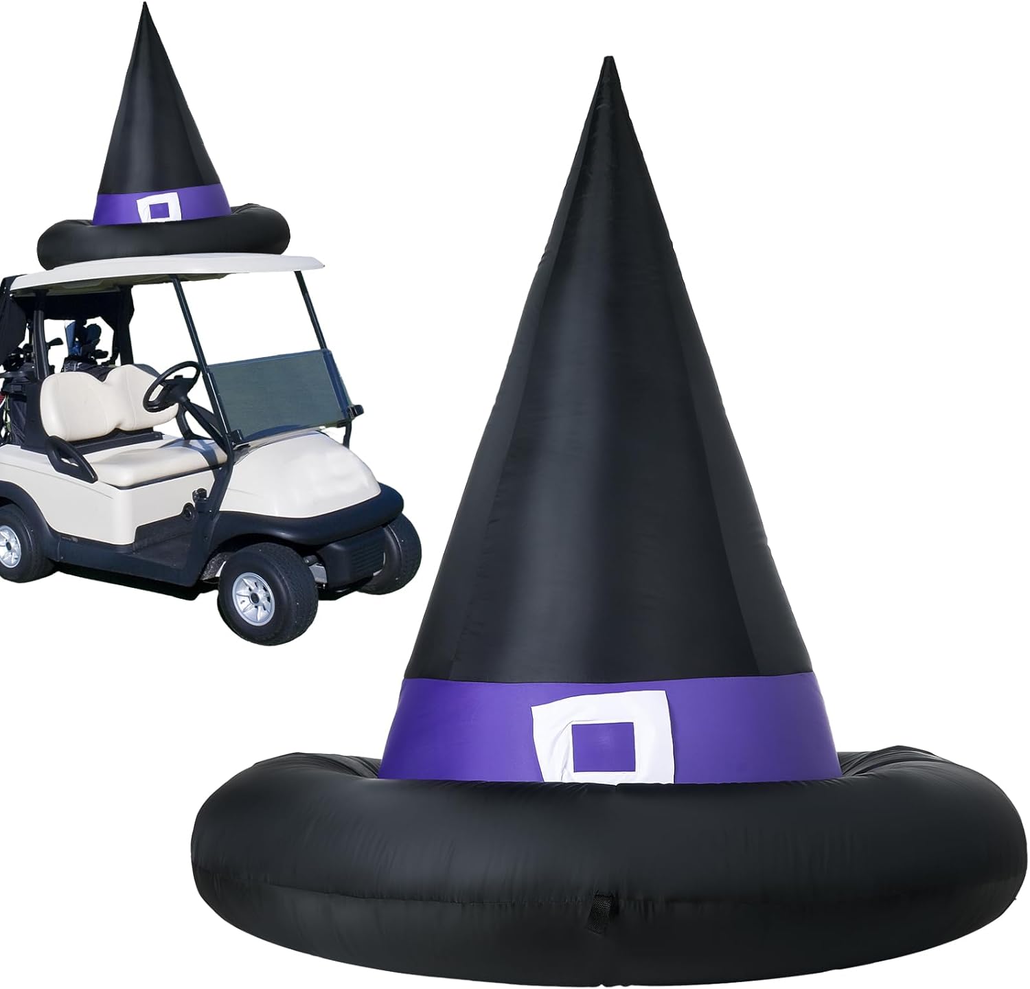 Halloween Inflatable Witch Hat for Golf Cart Decor with LED Lights