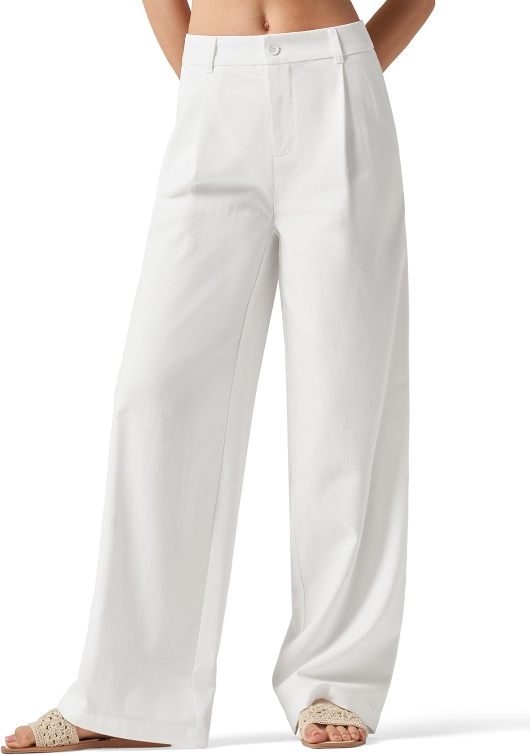 Willit Women's Linen Wide Leg Pants for Work and Casual Wear