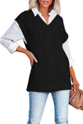 Viottiset Oversized V Neck Knit Sweater Vest Tunic - Cozy Layering top