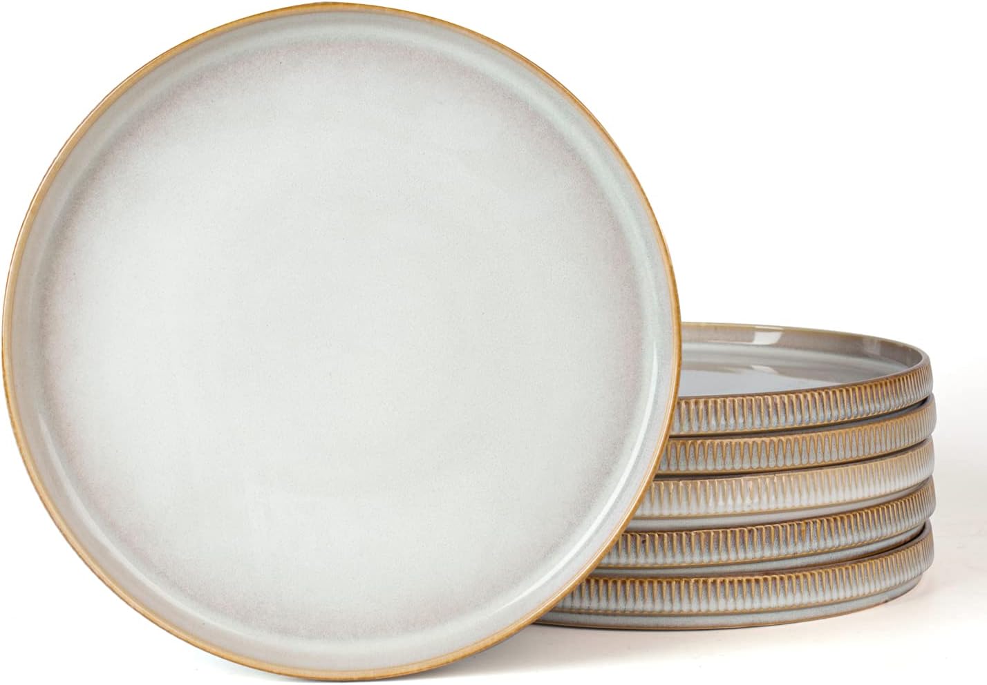 Famiware Star Salad Plates Set of 6, 8 Inch Stoneware Dinnerware