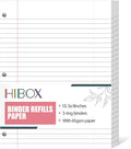 HIBOX 100 Sheets Wide Ruled Loose Leaf Paper 8x10.5 in - Durable