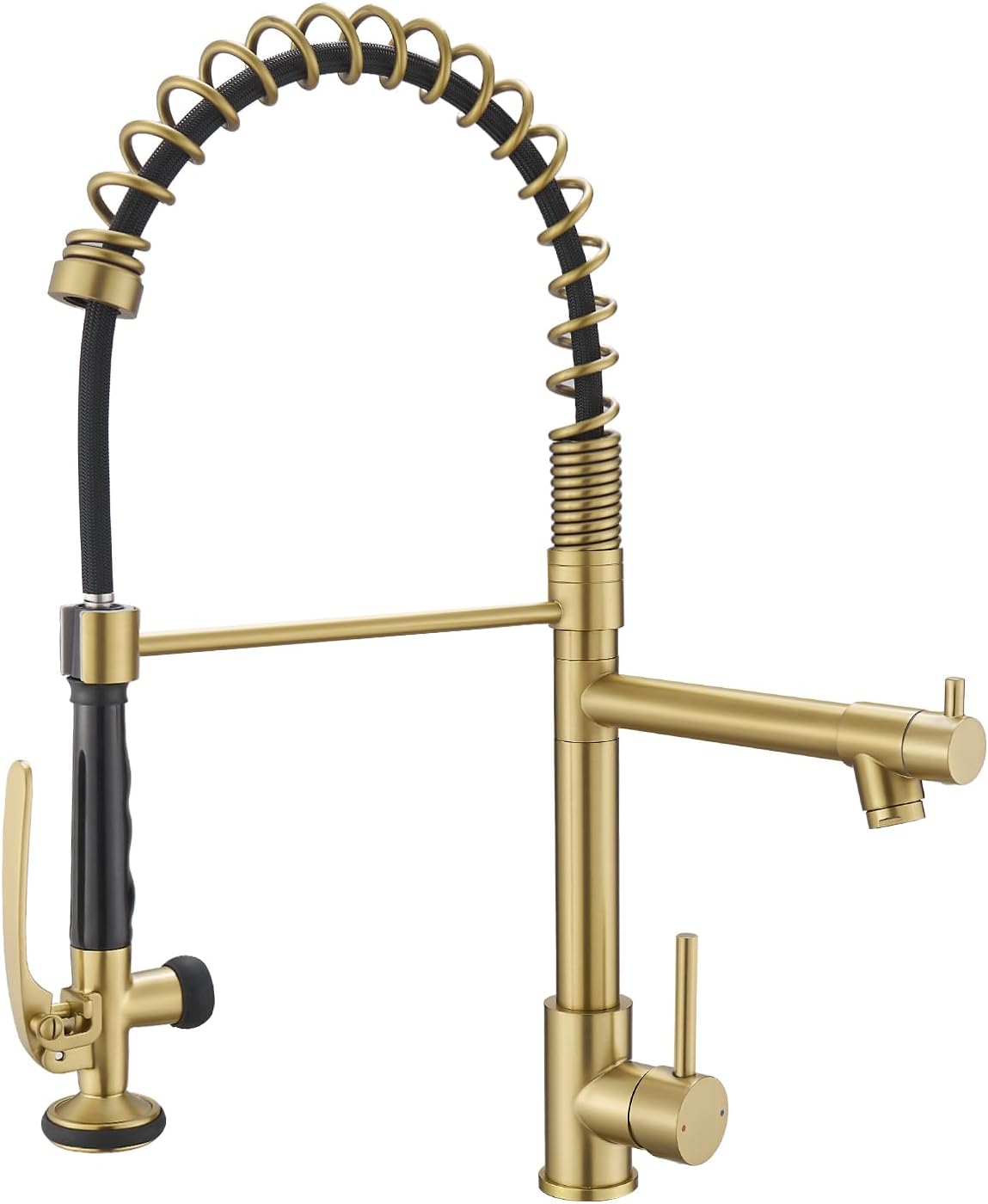 Brushed Gold Kitchen Faucet with Pull Down Sprayer for Style