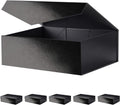 Large Black Collapsible Gift Boxes with Magnetic Closure Lids - Glossy