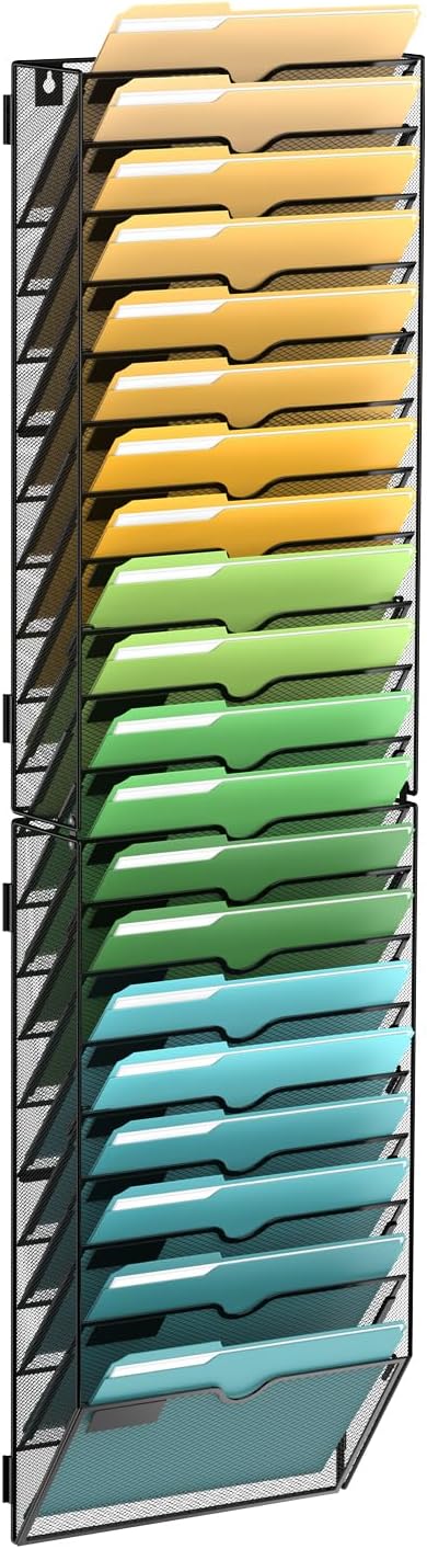 20-Tier Wall File Organizer for Efficient Office Storage Solutions