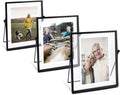 4x6 Floating Picture Frame Set of 3 - Ornate Minimal Metal Desk Frames
