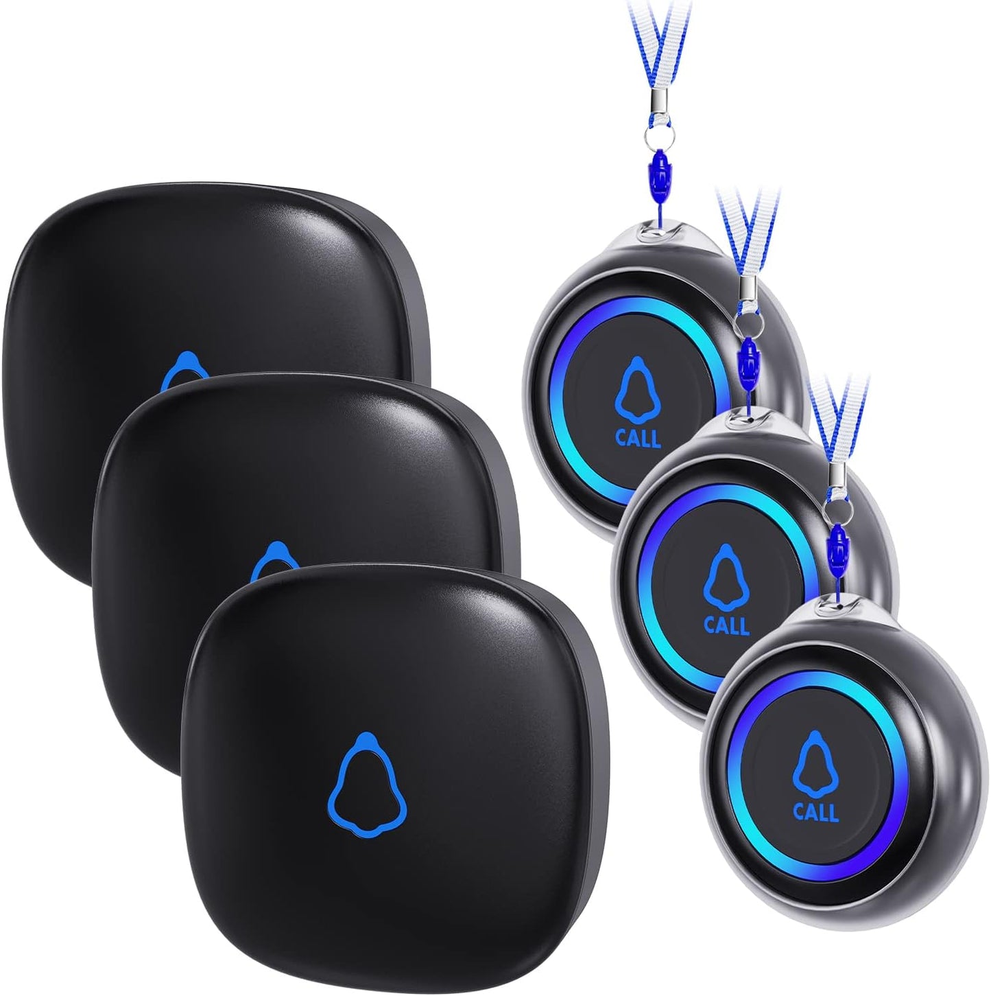 Caregiver Pager for Seniors with 3 SOS Buttons and Receivers