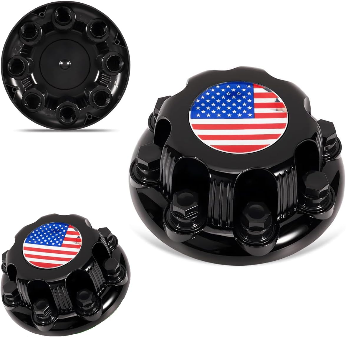 8 Lugs Black Wheel Center Caps for Silverado and GMC Models