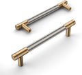Champagne Bronze and Brushed Nickel Knurled Cabinet Pulls 5 in CC