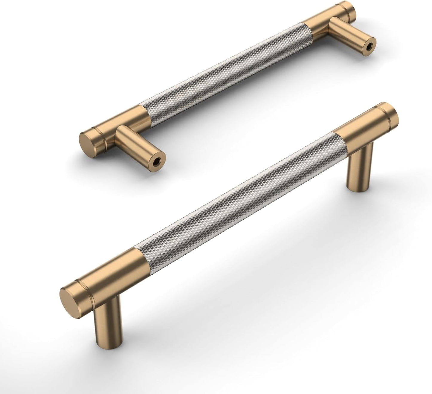Amerdeco 10 Pack Champagne Bronze Knurled Cabinet Pulls for Kitchen