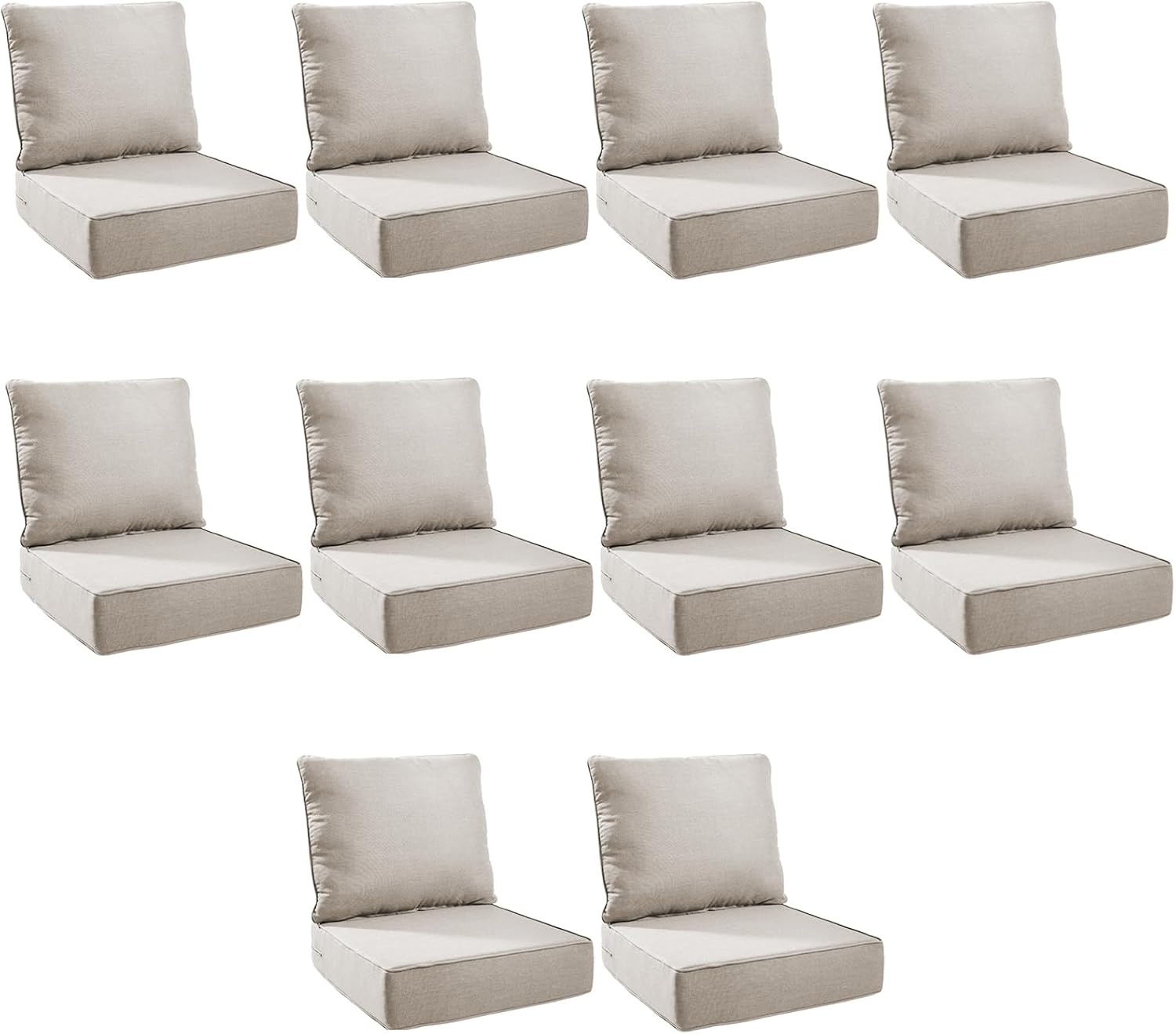 Outdoor Cushion Set for Patio Furniture - 10-Pack 24x24 Inch