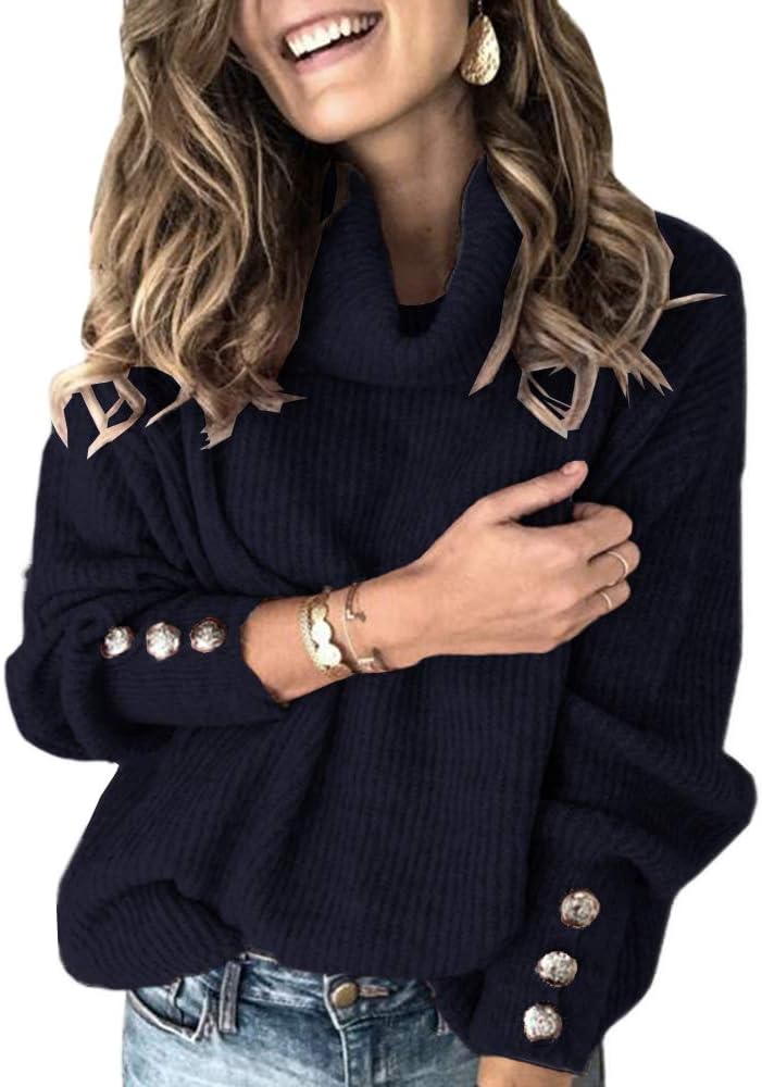 Women's Oversized Turtleneck Chunky Pullover Sweater for Winter