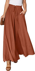 Wide Leg Pants for Women with Elastic Waist and Pockets - Casual
