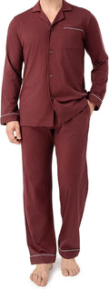 DAVID ARCHY Mens Pajamas Set Soft Cotton Notched Collar (Style XX39)