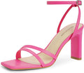 Womens Square Open Toe Strappy High Heels - Chunky 3.3in Comfort