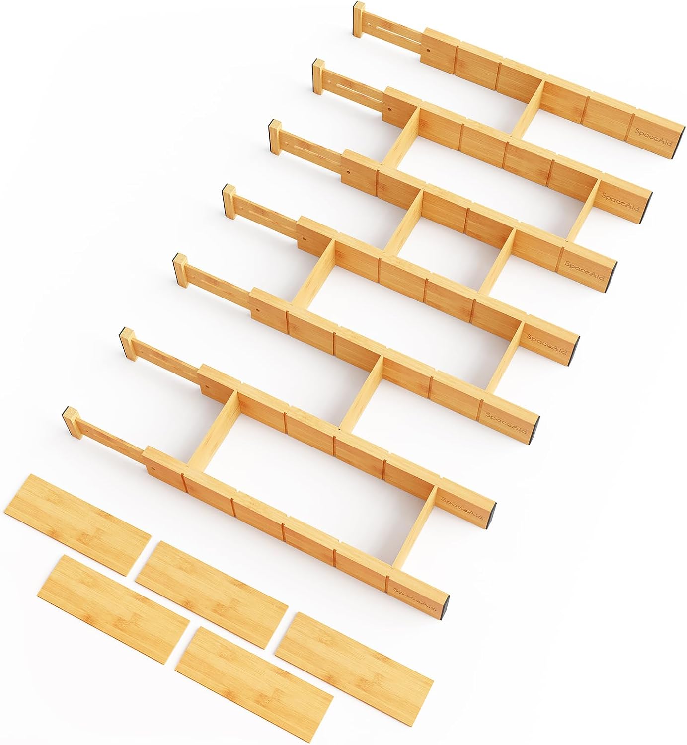SpaceAid Bamboo Drawer Dividers for Kitchen and Home Organization