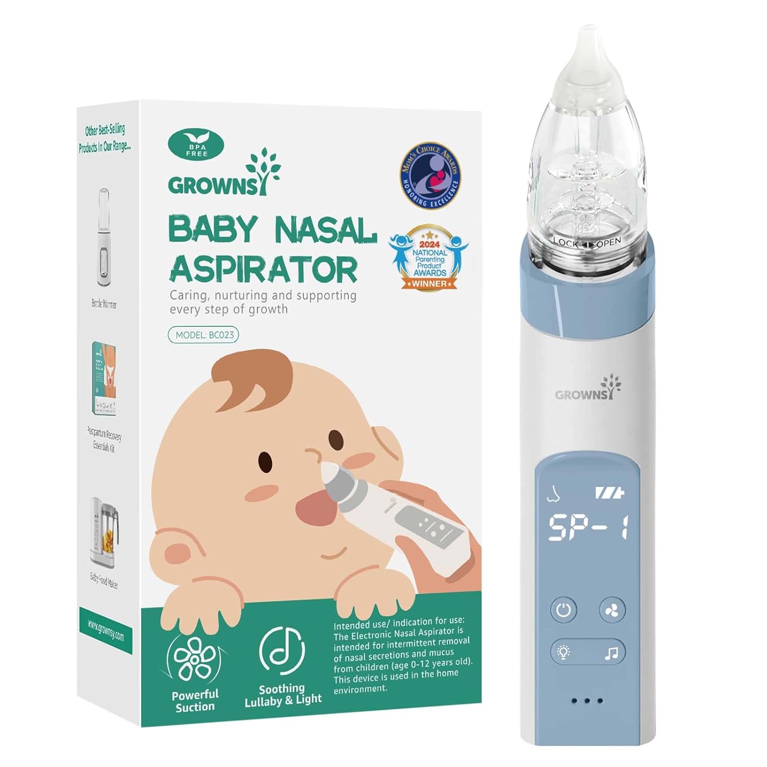 GROWNSY Nasal Aspirator for Baby with Adjustable Suction Levels