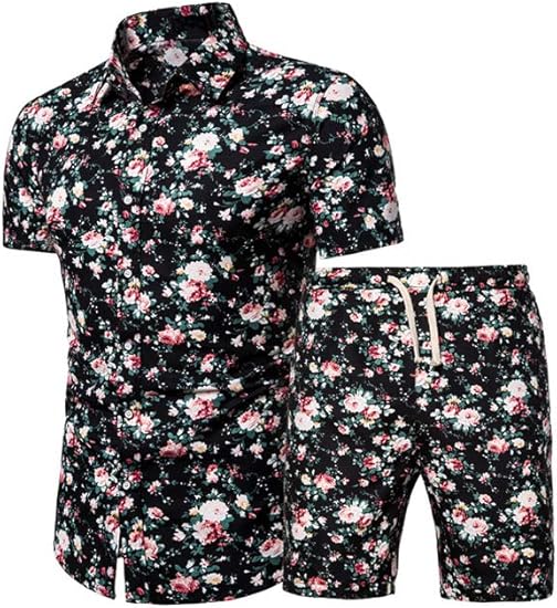 PASOK Men's Floral 2 Piece Tracksuit for Casual Summer Style