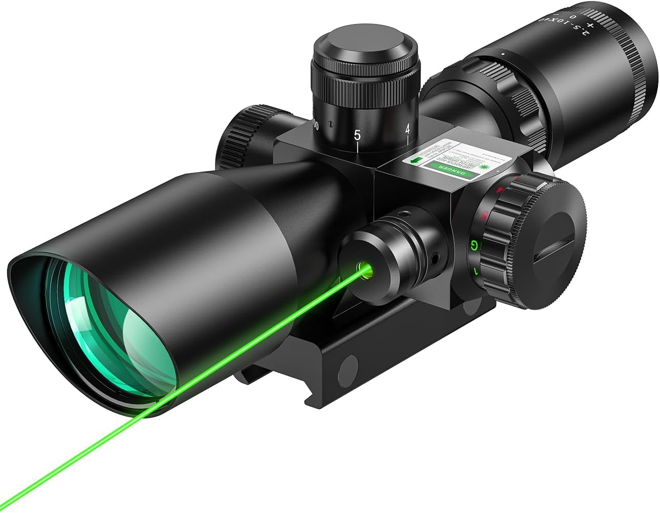 MidTen 2.5-10x40 Illuminated Mil-dot Scope with Laser Combo