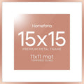 15x15 Picture Frame Rose Gold - Matted 11x11 Gallery Frame