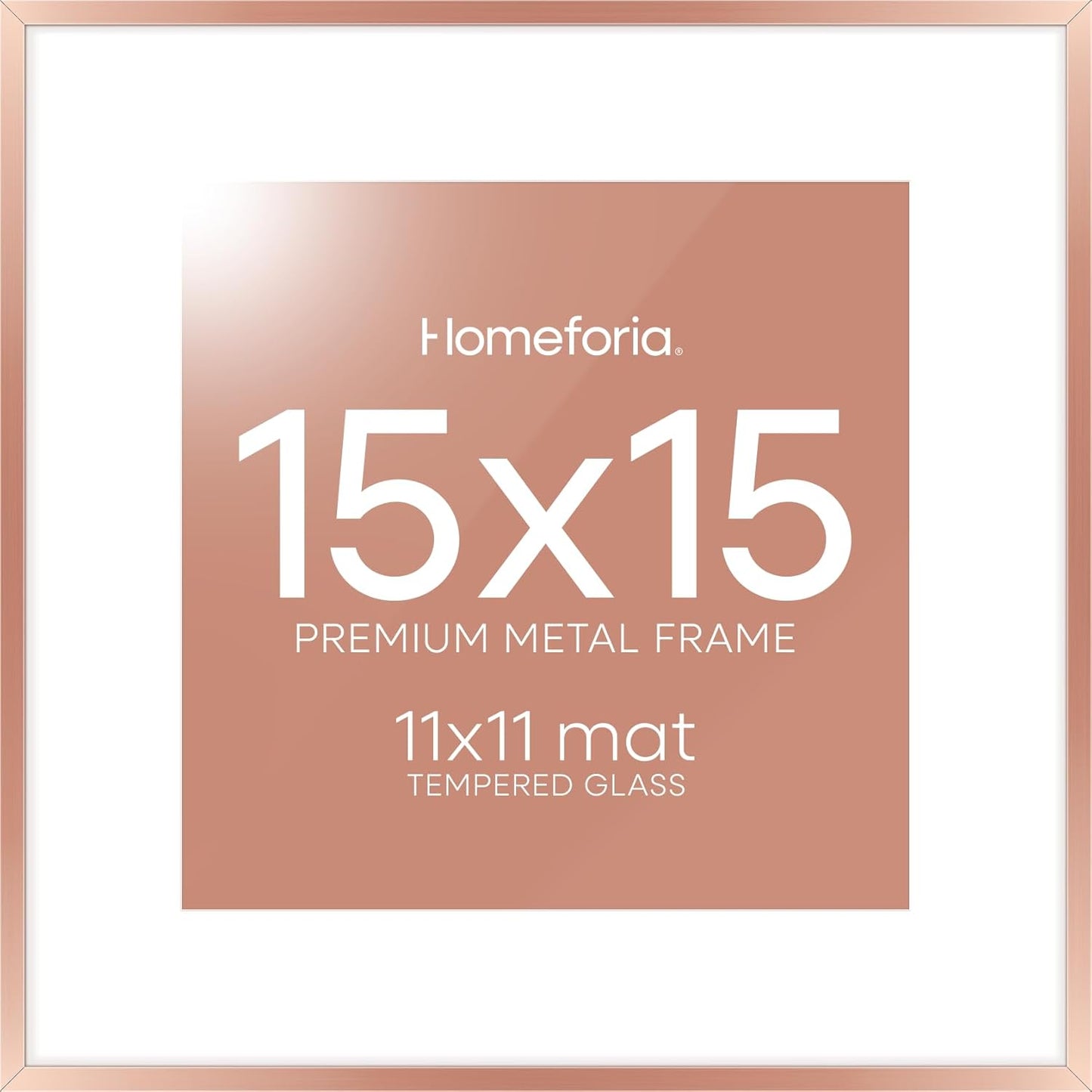 15x15 Picture Frame in Rose Gold - High End Metal Design