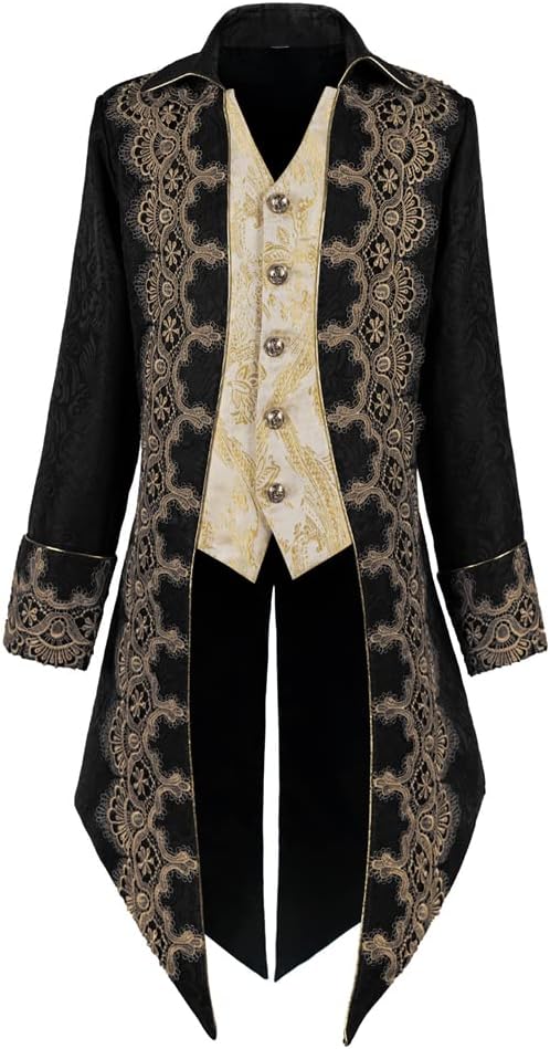 Crubelon Men Steampunk Medieval Jacket for Gothic Style Events