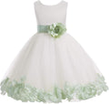Ivory Tulle Floral Petals Dress for Toddler Flower Girls