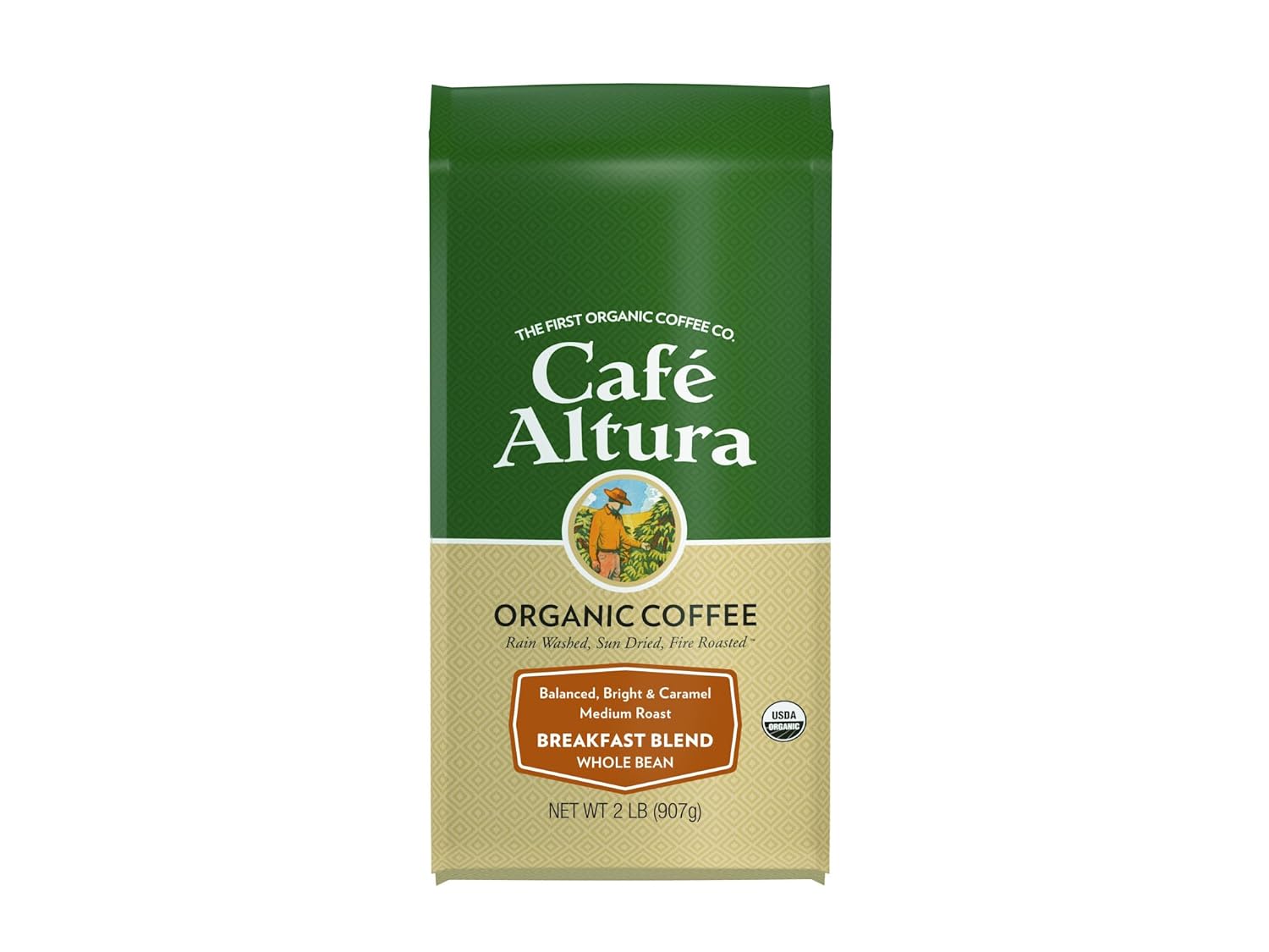 Cafe Altura Whole Bean Organic Coffee Breakfast Blend 2 lb Bag