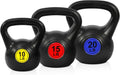 Wide Grip 3-Piece Kettlebell Exercise Fitness Weight Set - Versatile