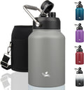 Half Gallon Jug with Handle 64 oz Insulated Water Bottle Gray - 24H