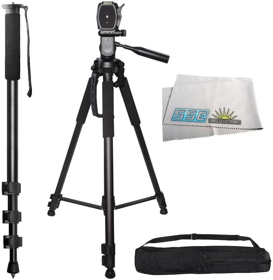 Professional 70 Inch Tripod with 3-Way Panhead and Monopod