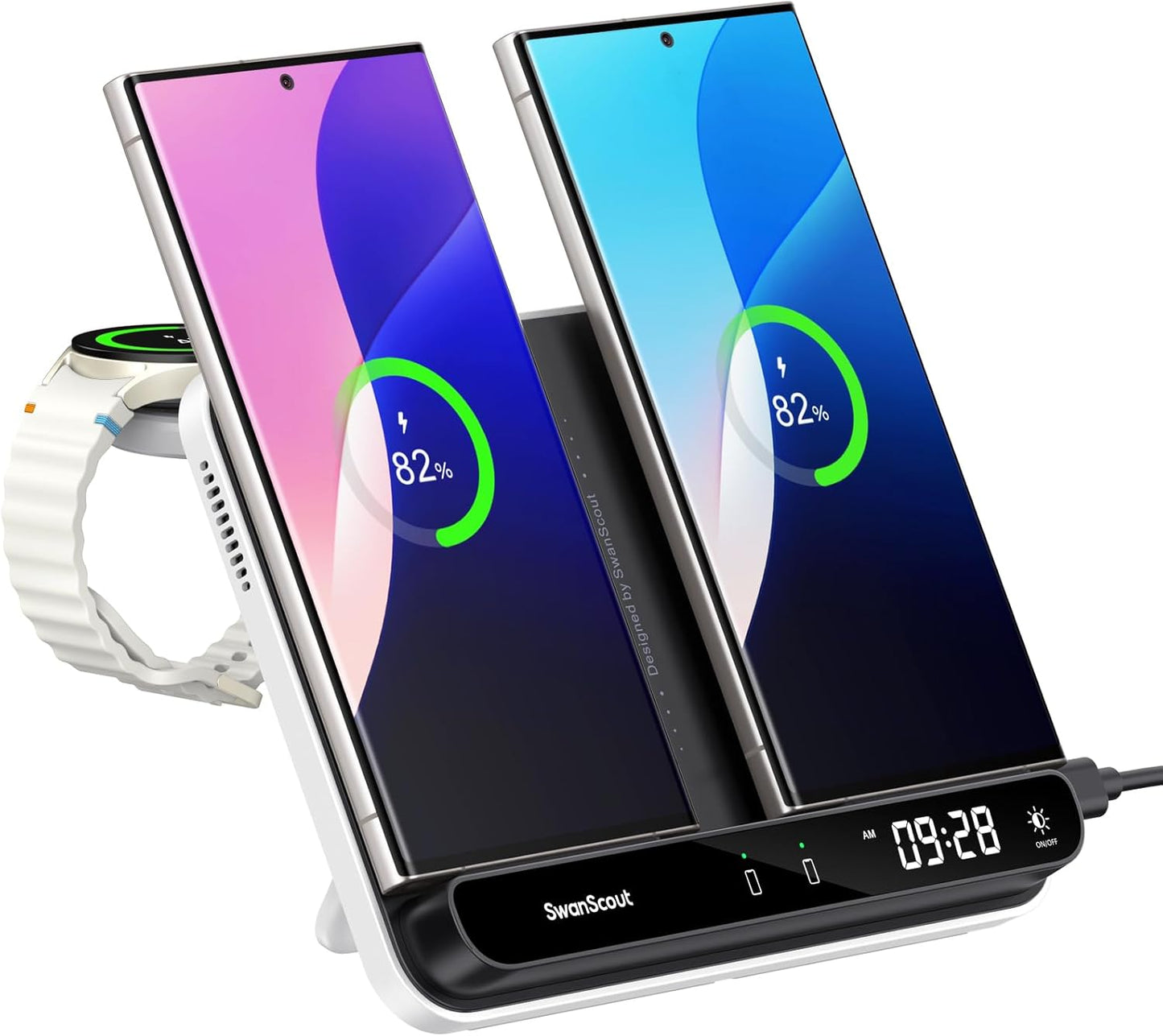 Dual Wireless Charging Station for Samsung Watch and Phones