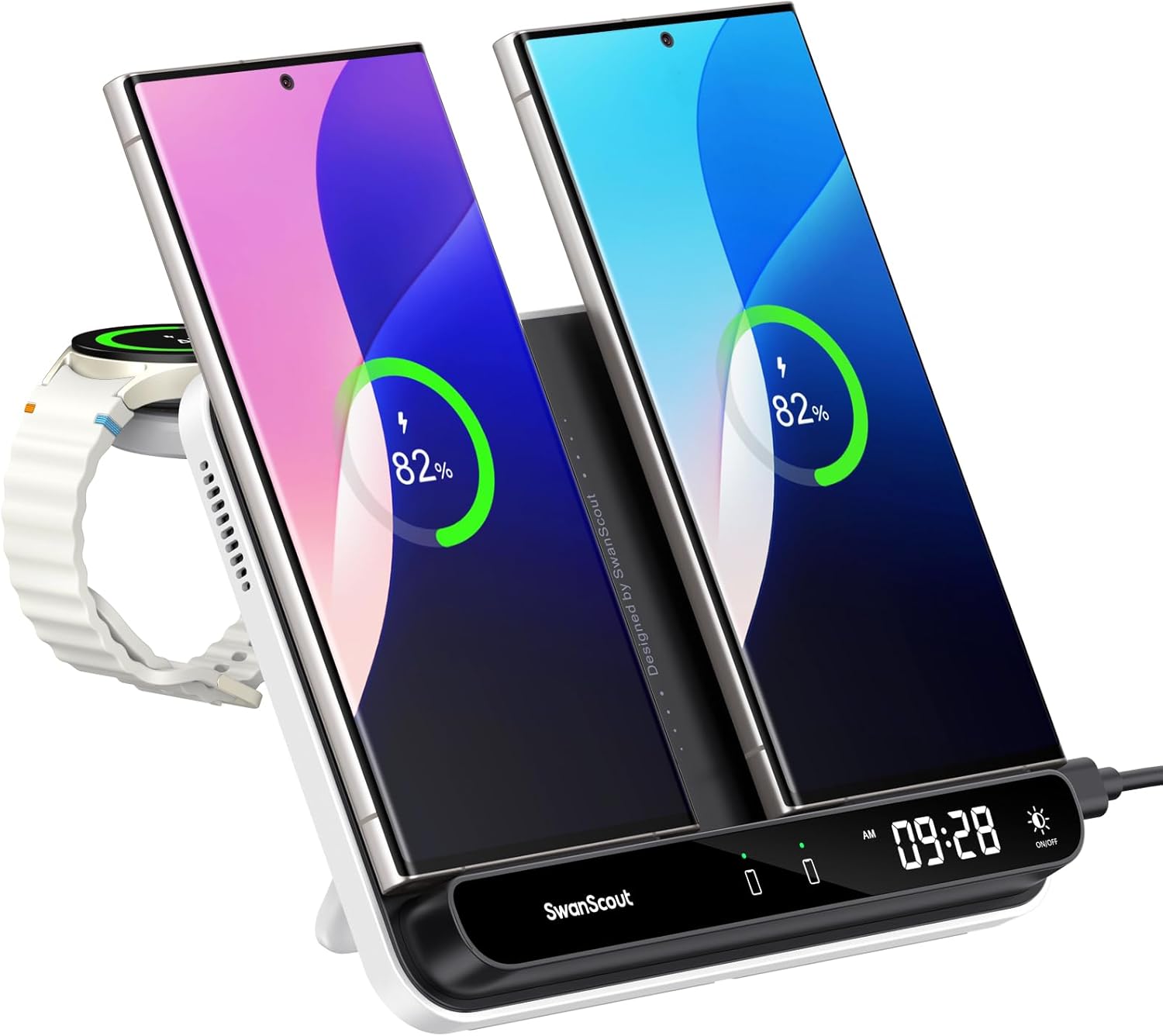 Dual Wireless Charging Station for Samsung Watch and Phones