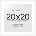 20x20 White Picture Frame with Mat - Gallery Tempered Glass