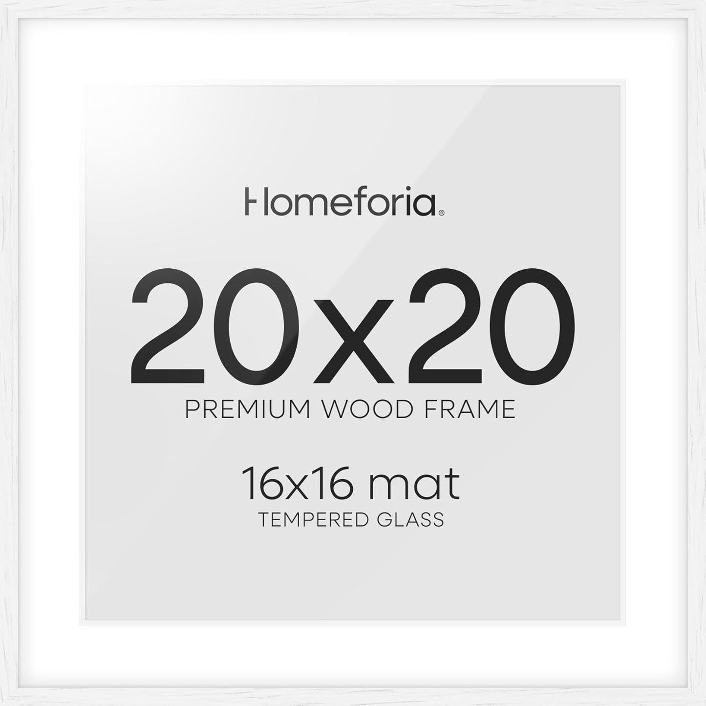 High-End Oak 20x20 White Picture Frame with Mat for Photos