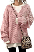 chouyatou Womens Chunky V Neck Cable Knit Sweater - Cozy Everyday