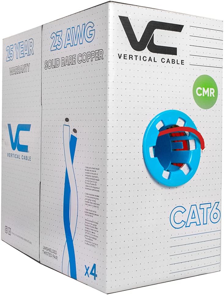Vertical Cable Cat6 550 MHz UTP 1000ft Solid Bare Copper Ethernet