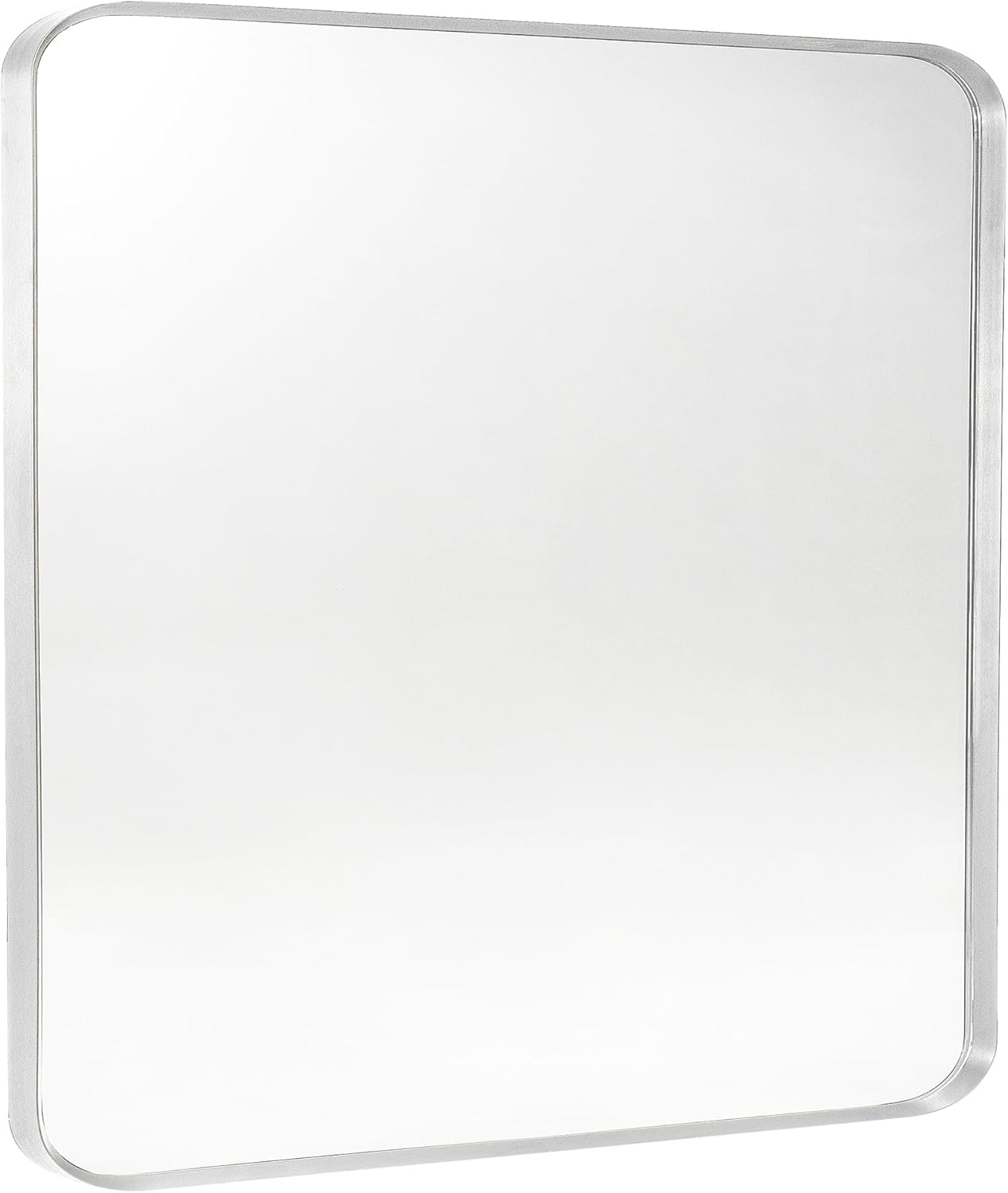 Silver Metal Framed Bathroom Mirror for Stylish Home Decor