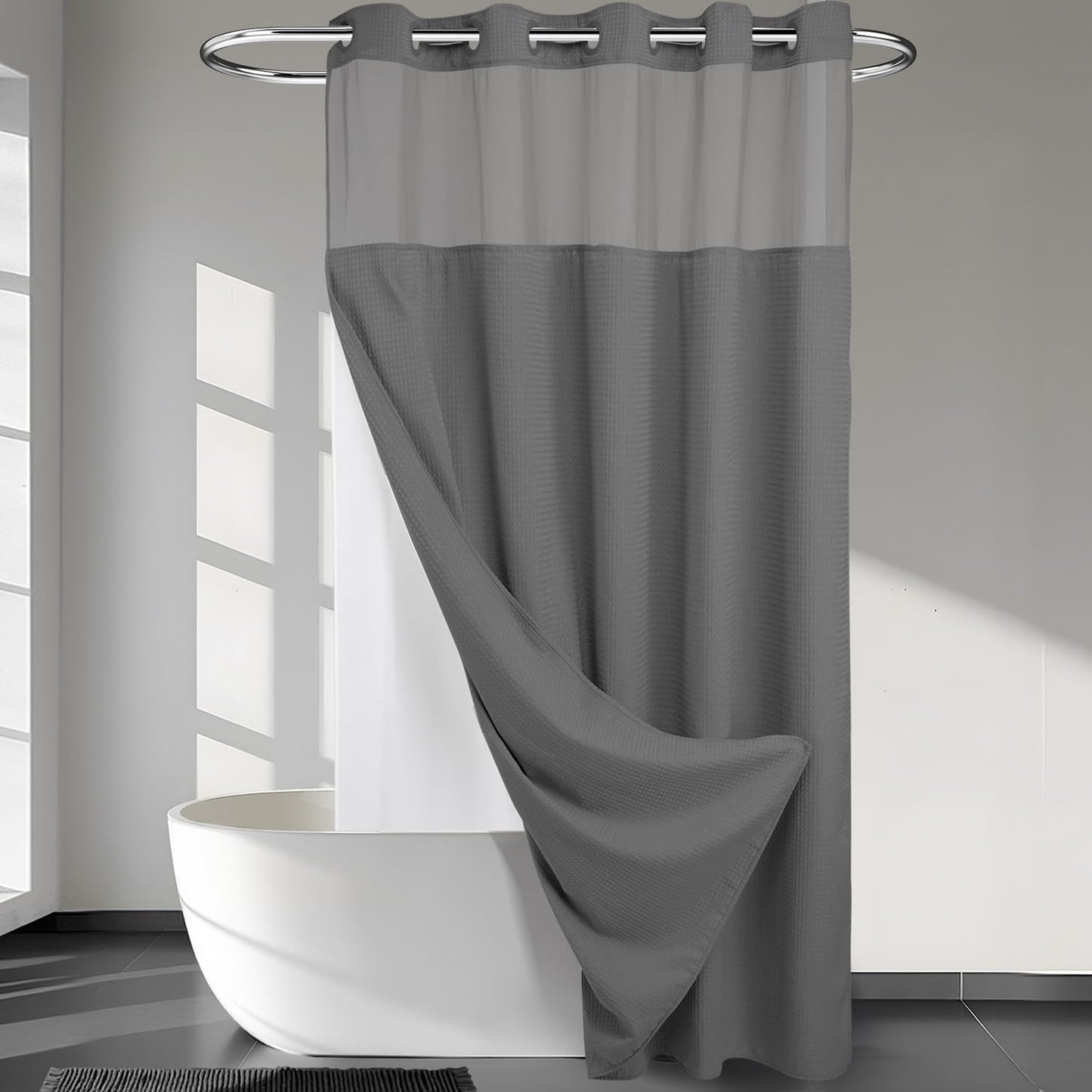 River Dream Heavyweight Dotted Waffle Weave Shower Curtain