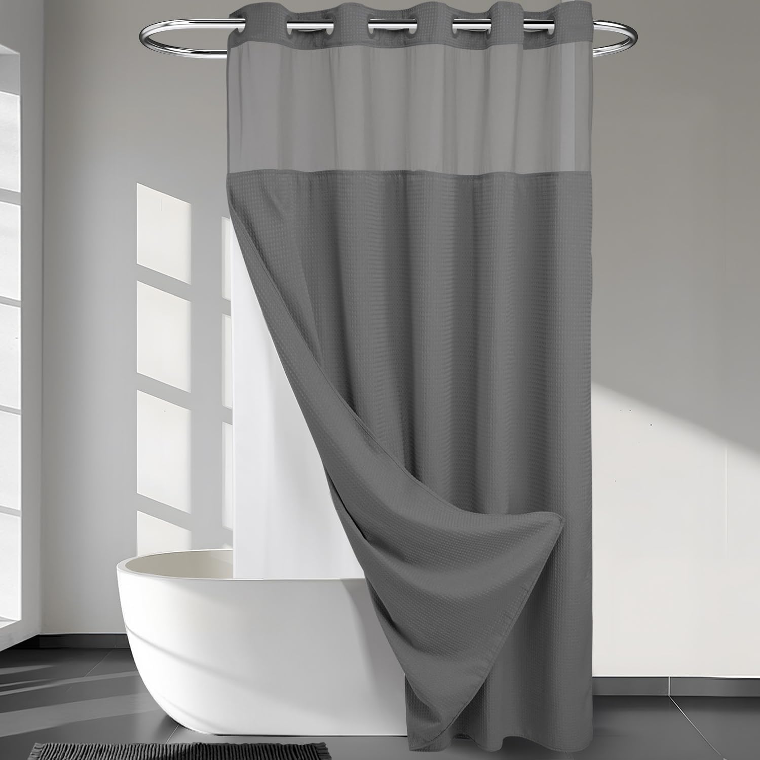 River Dream Heavyweight Dotted Waffle Weave Shower Curtain