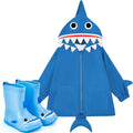 Toddler Raincoat and Rain Boots Set for Kids with Shark Design