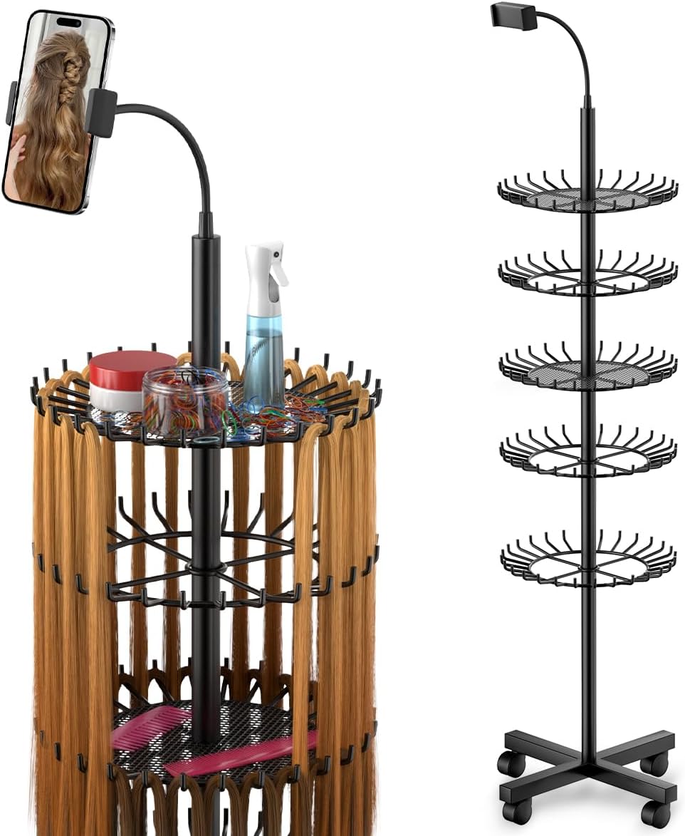 Braiding Hair Rack with Phone Holder for Easy Styling