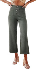Women's Wide Leg Jeans High Waisted Stretchy Straight Leg - Button Fly