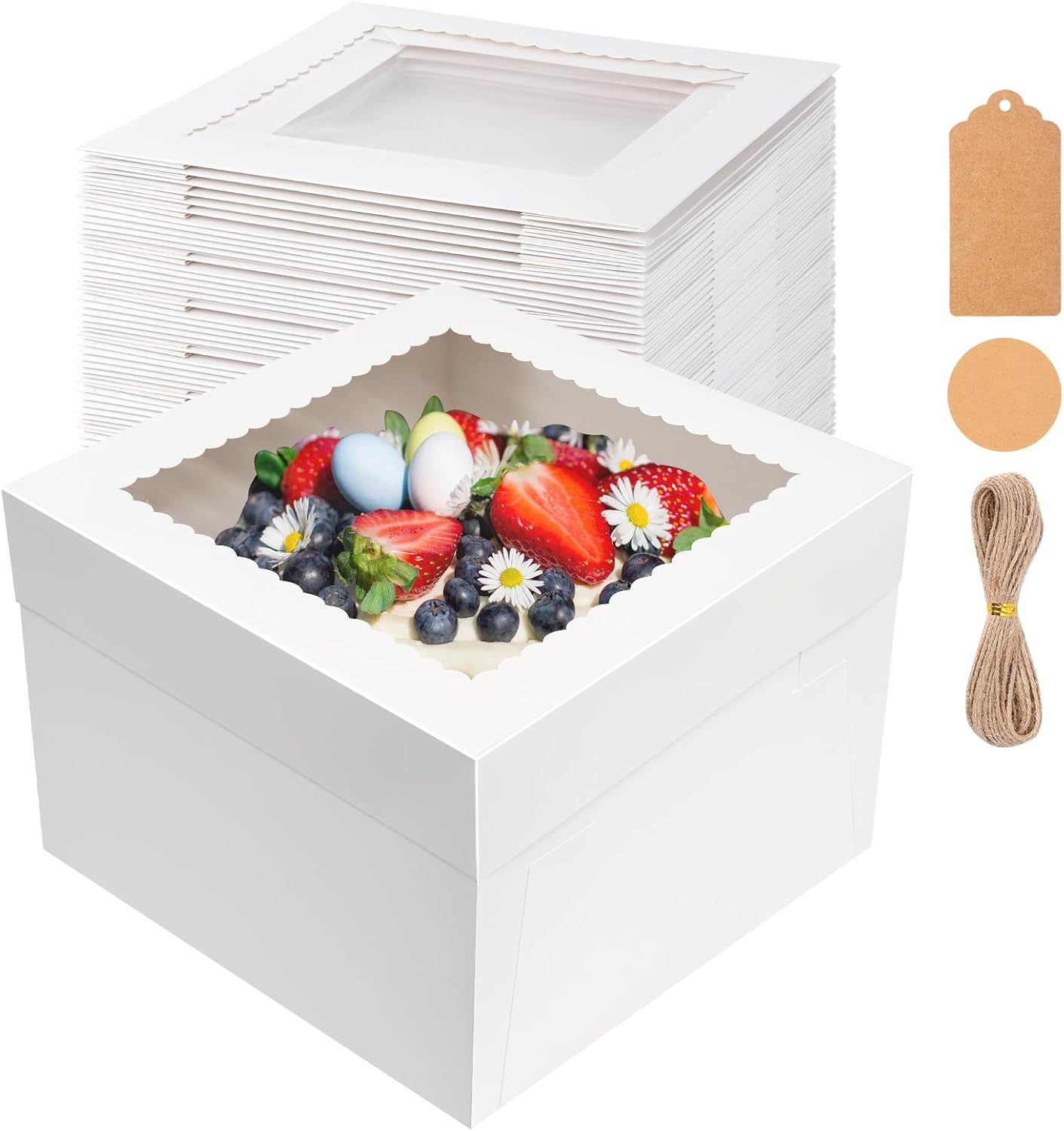NEOACT 30 Pcs Cake Boxes with Window for Birthday and Wedding